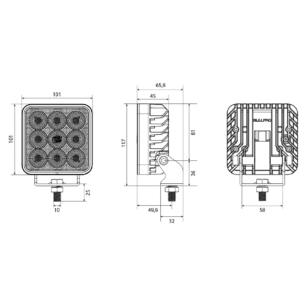 LED Darba lukturis BullPro Spectrum Square 54 - Image 2