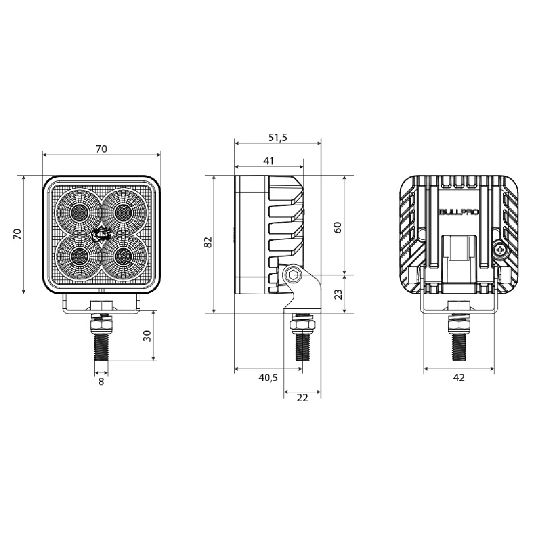 LED Darba lukturis BullPro Spectrum Square 24 - Image 2